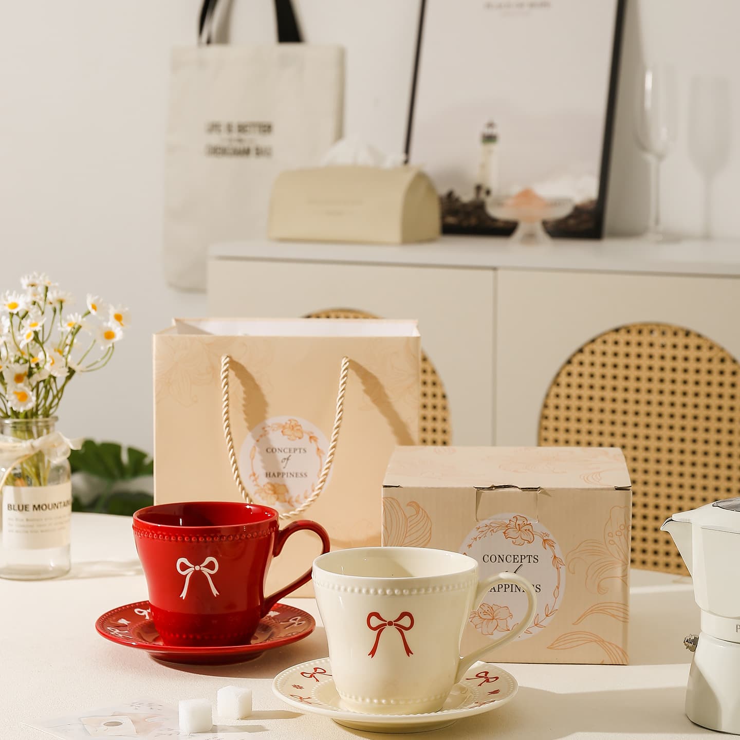 Vintage Mug Set Home Office Coffee Cup Gift Box Set High-Quality Ceramic Water Cup Pair Wholesale
