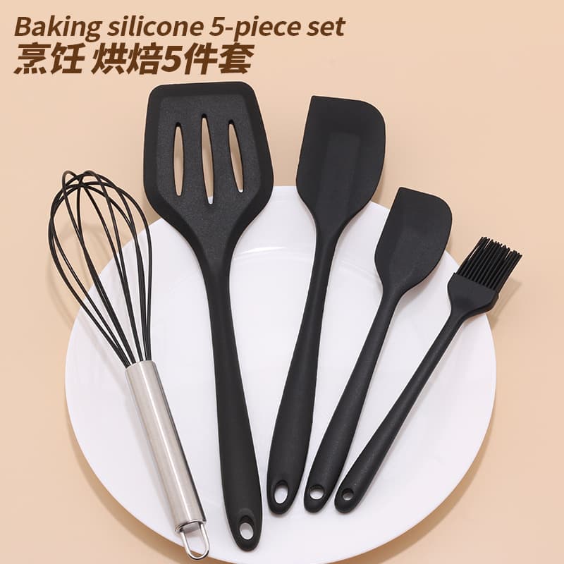 5-Piece Silicone Spatula Kitchen Set, Slotted Turner, Butter Brush, Jam Spatula, Egg Whisk, Children's Baking Tools