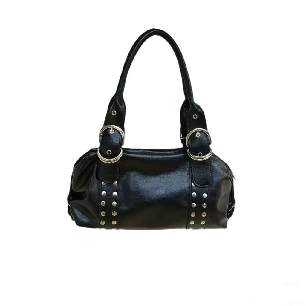 Street hot girl personality willow nail hot girl armpit bag 2026 Korean motorcycle style handheld tote bag soft leather pillow bag