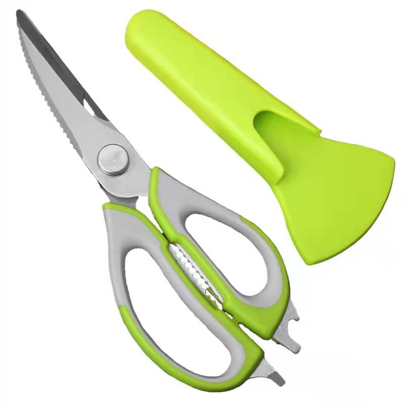 Stainless Steel Detachable Kitchen Scissors with Magnetic Absorption, Bottle Opener, Walnut Clamp, Fridge Scissors, Household Tools