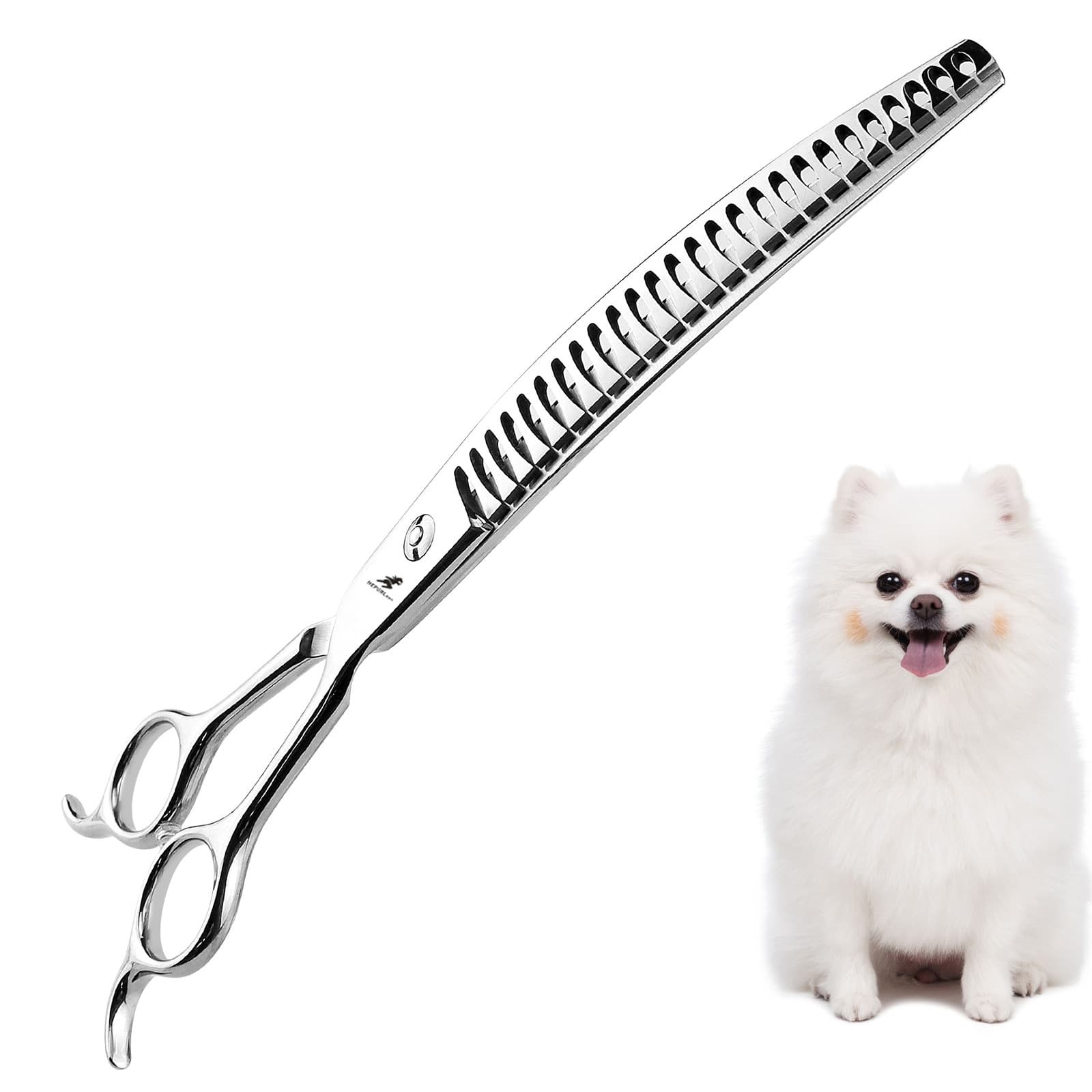 8.0 inch Fishbone Fine Tooth Curved Grooming Scissors Pet Trimming Scissors Curved Tooth Scissors Pet Curved Tooth Scissors