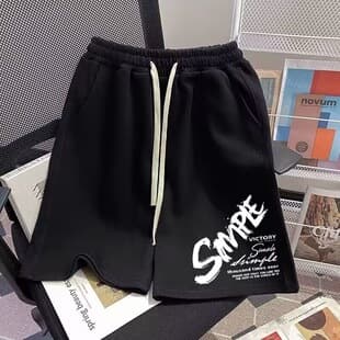 2026 New Cross-Border Sports Shorts for Men Summer Trendy Brand Print Cotton Loose Five-Point Pants