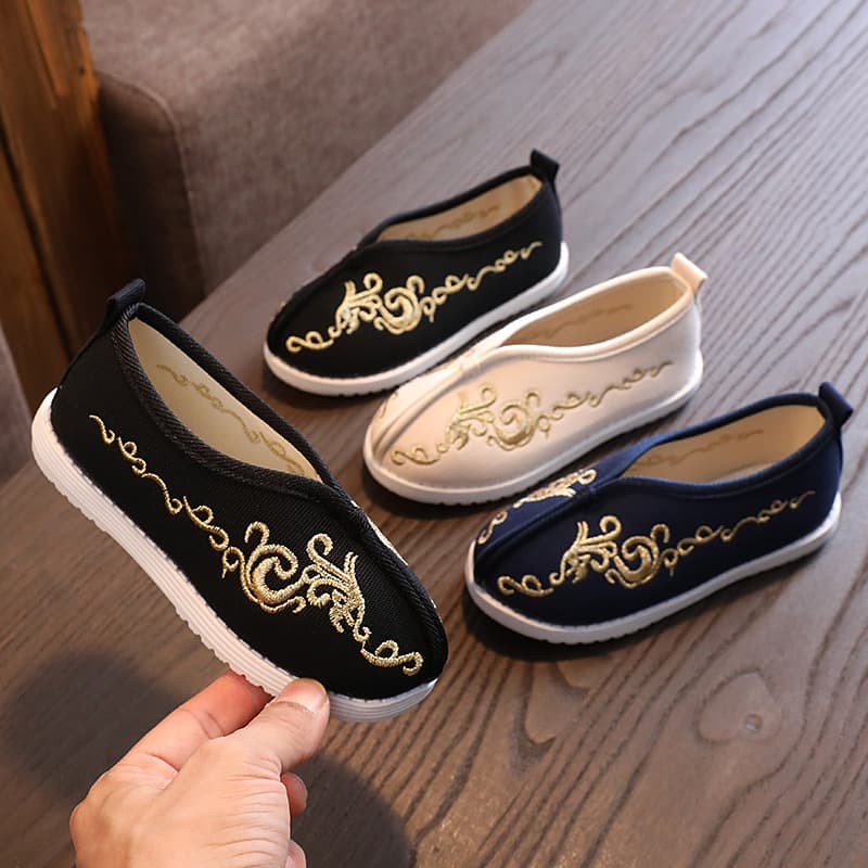 Factory Direct Boys Hanfu Shoes Spring Autumn New Style Children Embroidered Shoes Boy Cloth Shoes Ancient Costume Performance Shoes Drop Shipping