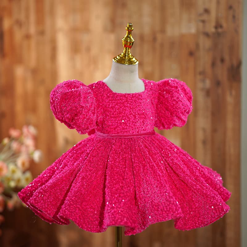 Girls' Formal Dress Princess Gown Pink Tulle Dress Birthday Host Catwalk Piano Performance Outfit Stylish Flower Girl Short Dress