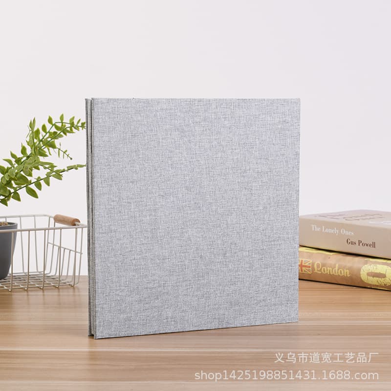 Cross-Border Simple Burlap Self-Adhesive Laminated DIY Photo Album, Vintage Family Large Capacity Handmade Creative Gift