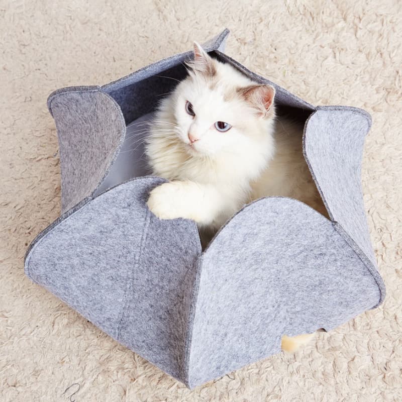 Creative Round Felt Cat Bed Winter Warm Pet Cat House Cat Villa Cat Nest Cat Supplies