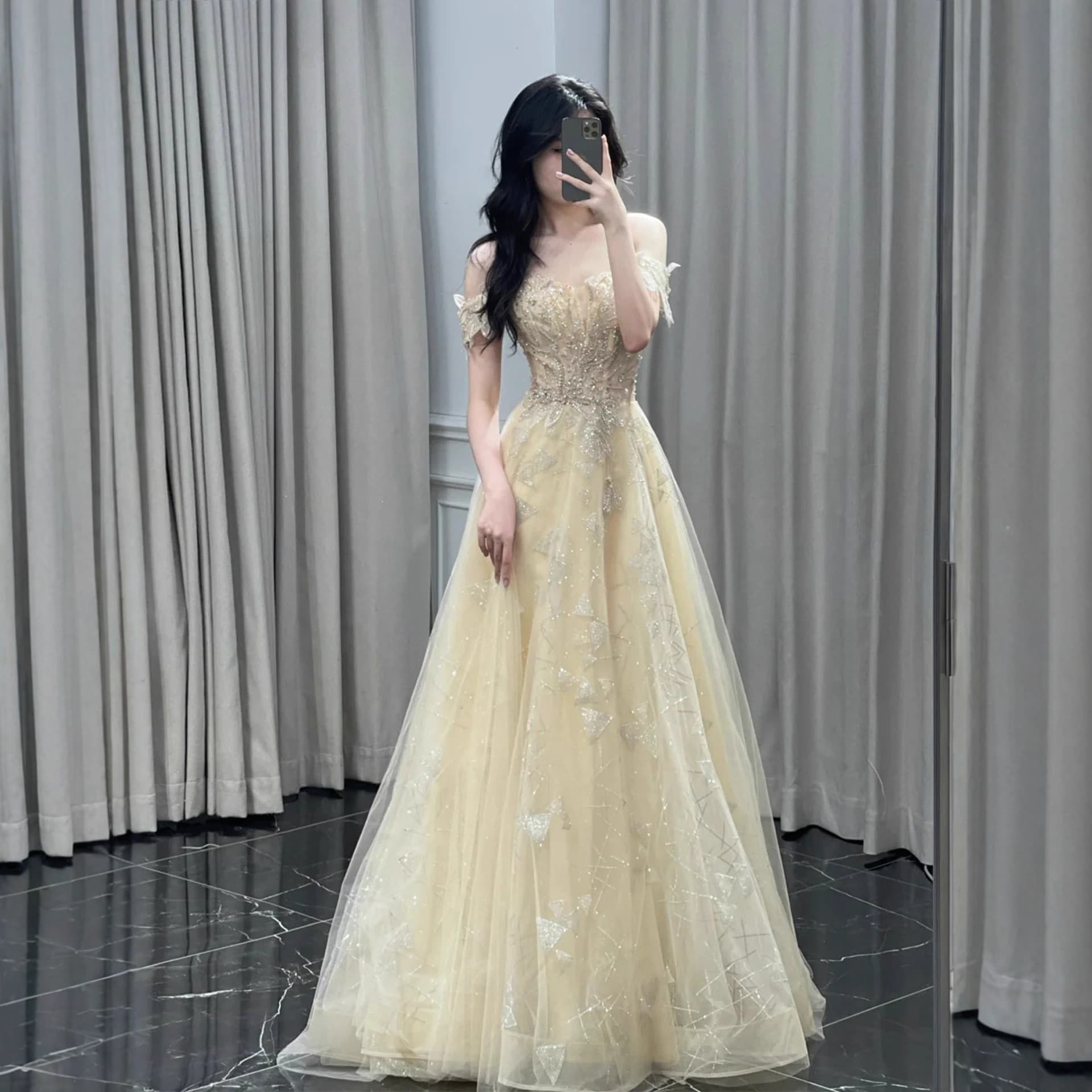 One-Shoulder Evening Gown 2026 New Adult Ceremony Host Dress Vocal Art Exam Performance Dress