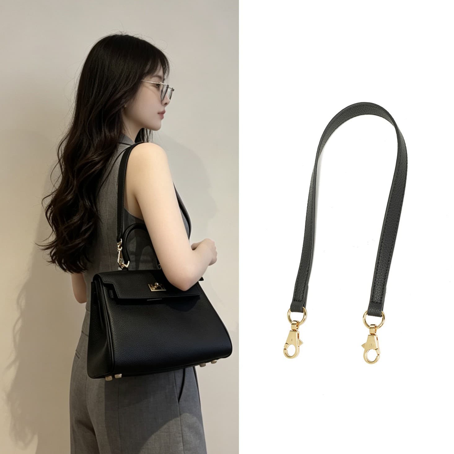 Replacement Shoulder Strap for Hermes Kelly 22 25 Bag, Underarm Bag Strap, Crossbody Bag Thin Strap Accessory