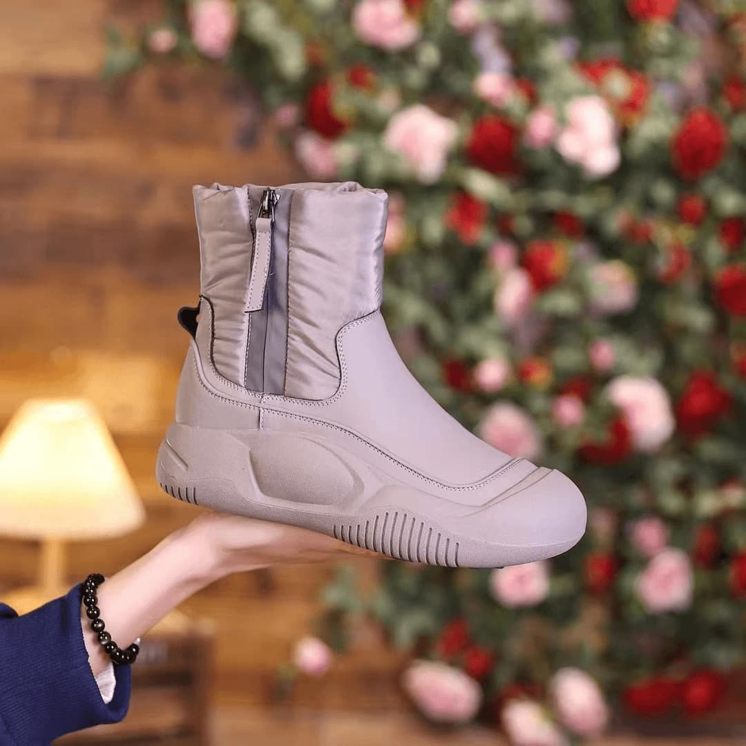 Thick Sole Winter New Style Women's Martin Short Boots 2024 with Fleece Lining Warm High Top Height-Increasing Fashion Versatile Snow Boots Y