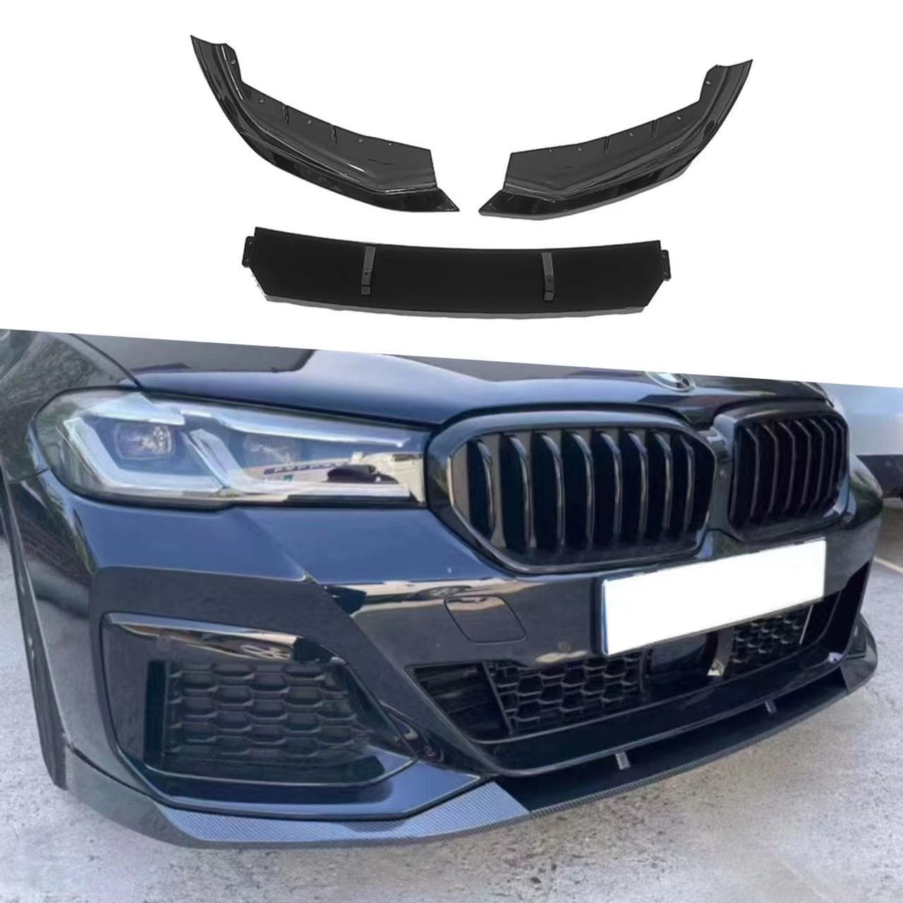 For 21-23 BMW 5 Series G30 Front Lip Front Spoiler FD Style 3-Section Factory Hole Alignment
