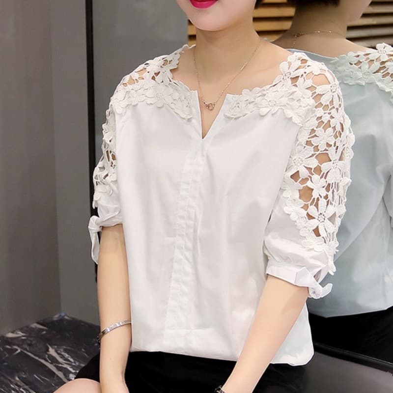 Women's White Blouse Summer Professional Short Sleeve T-Shirt 2023 New Fashion Loose Plus Size Slimming Shirt