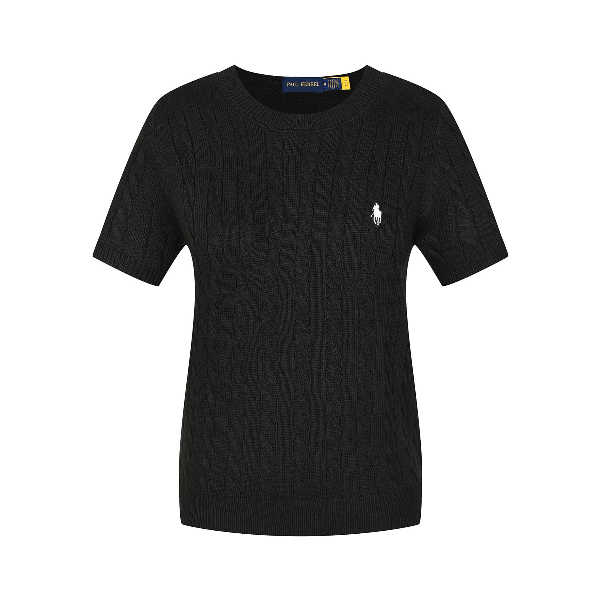 Cross-Border Wholesale New Spring Summer Little Horse Logo Women's Round Neck Short Sleeve Knit T-Shirt Cotton Paul Women's Sweater