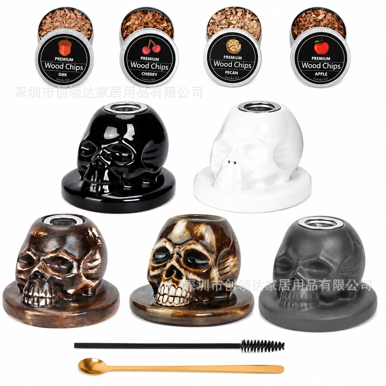 Cross-Border Skull Smoker Accessory Cocktail Tool Halloween Ceramic Whiskey Cocktail Atmosphere Decoration