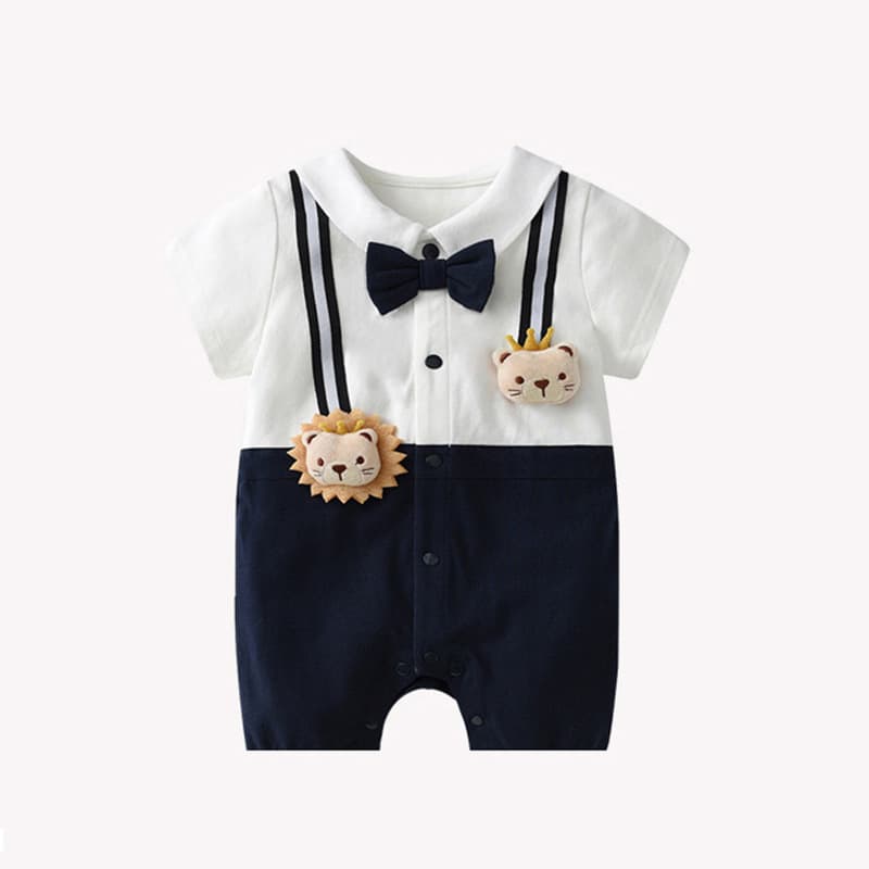 Newborn Baby Boy 1st Birthday Gift Short Sleeve Romper Summer Thin Crawling Suit Cotton Casual Long Crawl Suit