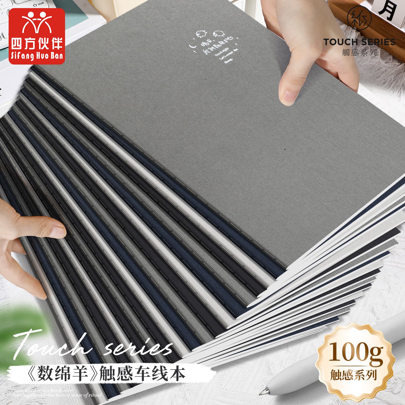 Square Partner 16K Touch Car Line Notebook Frosted High-Quality Special Paper Notebook Thickened 100g Inner Page Notebook