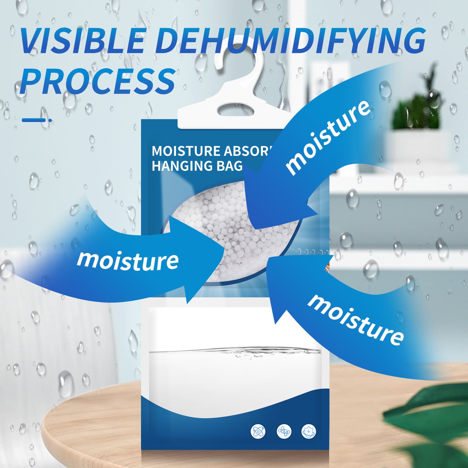 Cross-border exclusive: Large-capacity hangable moisture-absorbing bags and desiccants for indoor closets and home dehumidification.