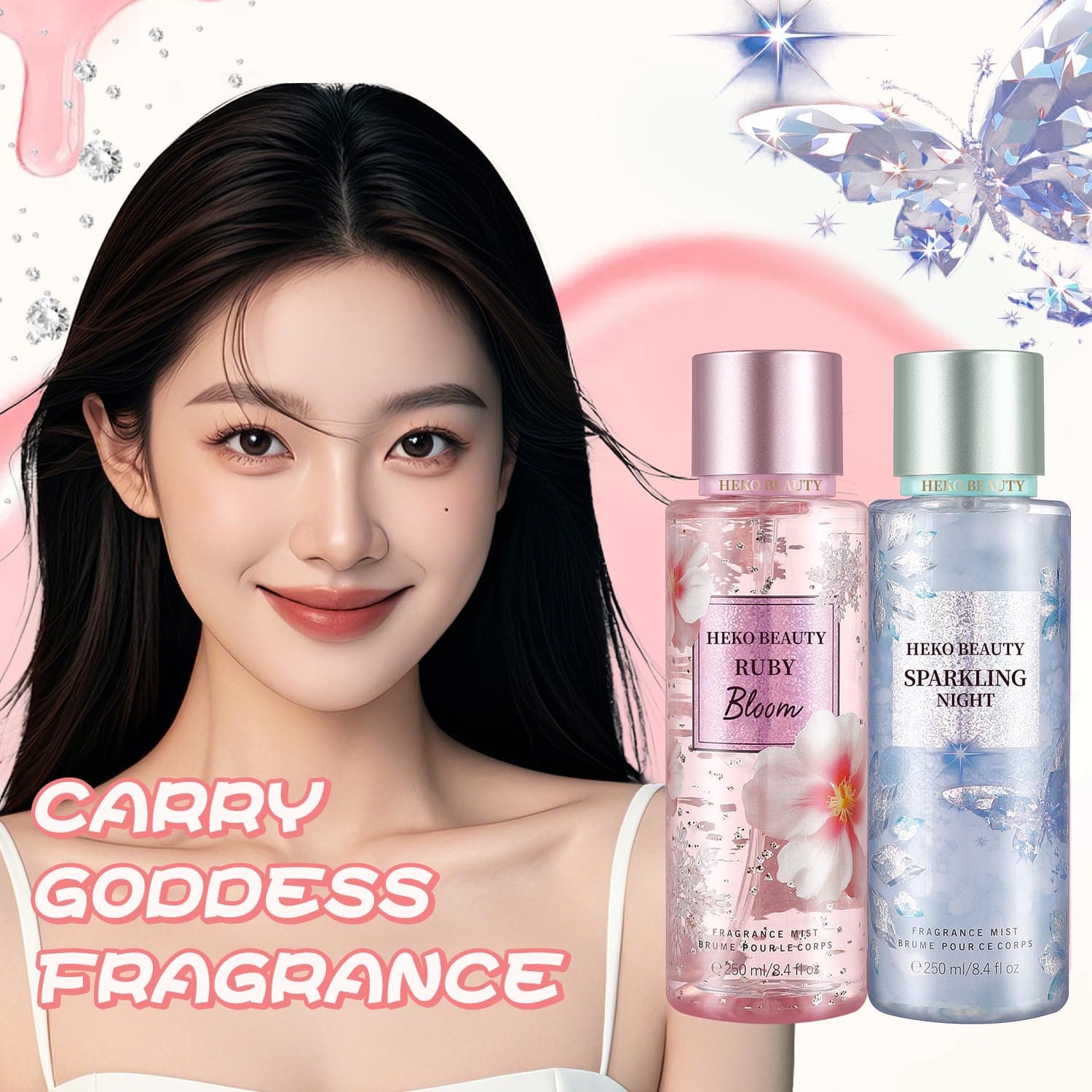 Cross-border Foreign Trade Southeast Asia Hot-Selling HEKO BEAUTY Perfume Fragrance Spray Fresh Light Scent Large Bottle 250ml