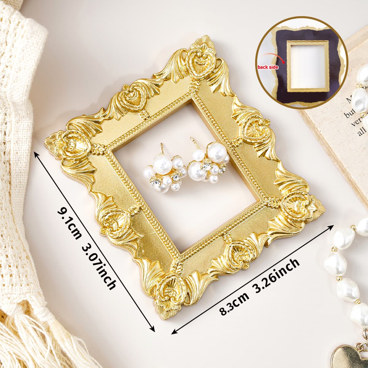 3-inch Magnetic Photo Frame for Polaroid Photos, Gold Fridge Magnet Frame with Message Board, Nordic Style Decor