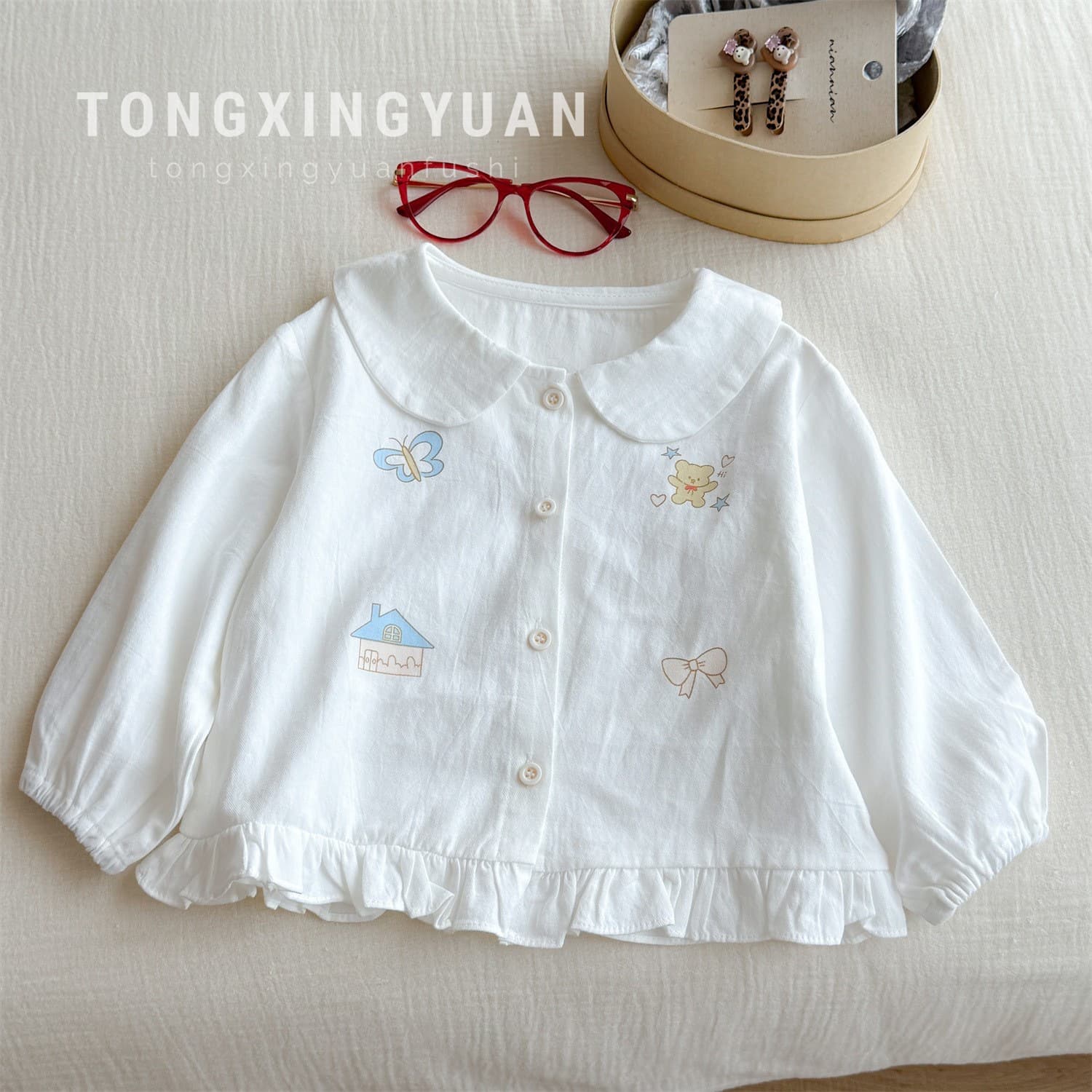 Child Star Yuan Girls' Shirt Autumn New Cartoon Print Top Baby Girl Cute Casual Versatile Sweet Shirt