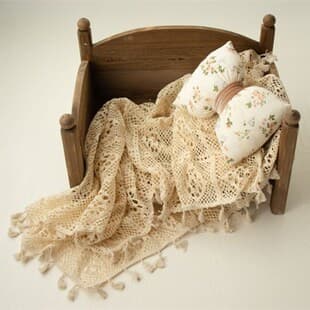 Newborn Photography Cotton Thread Tassel Blanket, Baby Child Hollow 3D Pattern Wrap, Infant Photography Blanket