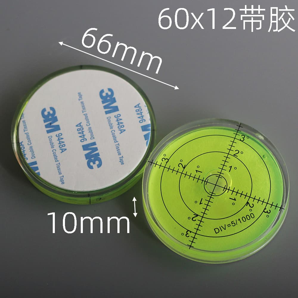 Universal Level with Adhesive Sticker Fixed Level Green Water Level Tool Spirit Level Bubble Disc Shape