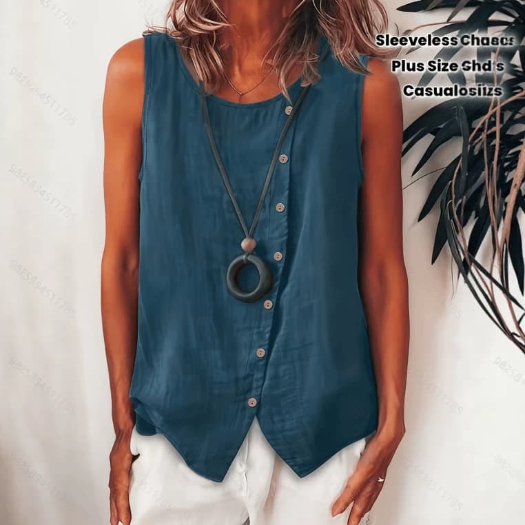 2026 Hot Selling TEMU TK SHEIN Women's Sleeveless Shirt Single Breasted Loose Vest Casual Top