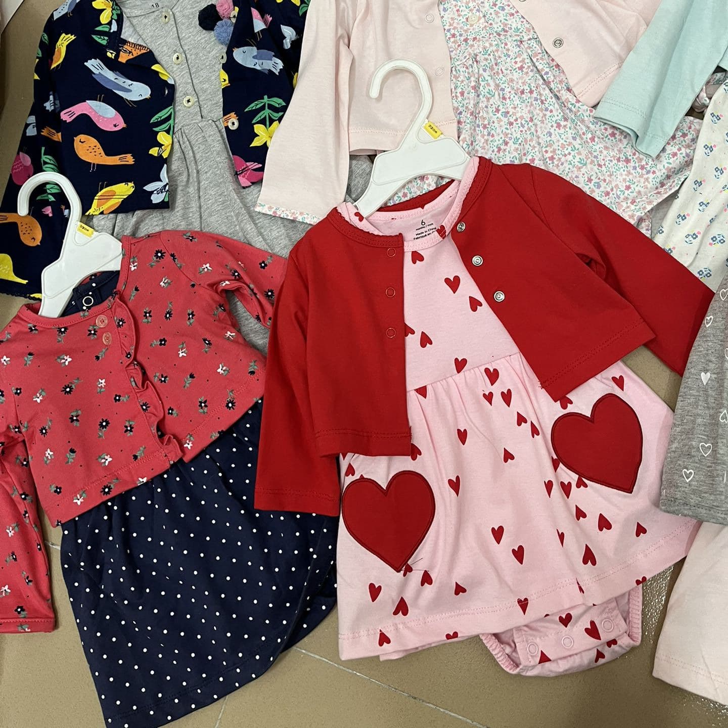 2023 European and American children's clothing Car*ters romper dress 2pcs original single haha dress 2-piece set