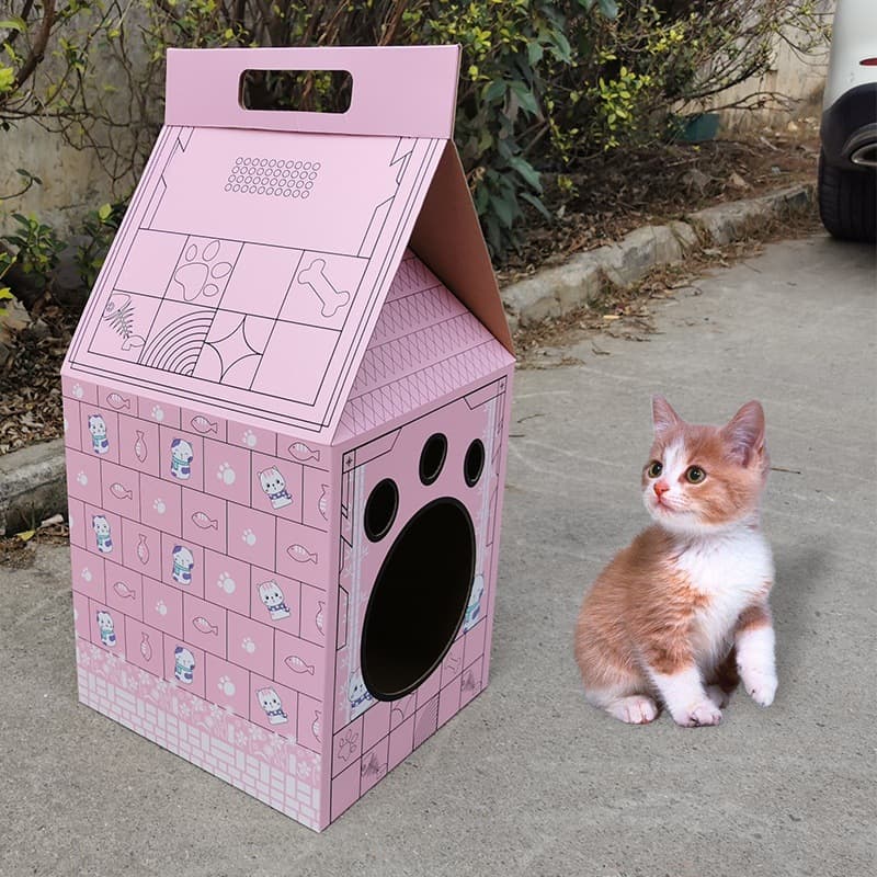 Custom Large Corrugated Cardboard Cat Scratching Tower, Cat Scratcher House, Paper Cat House, Cat Scratching Nest, Vertical Cat Cage