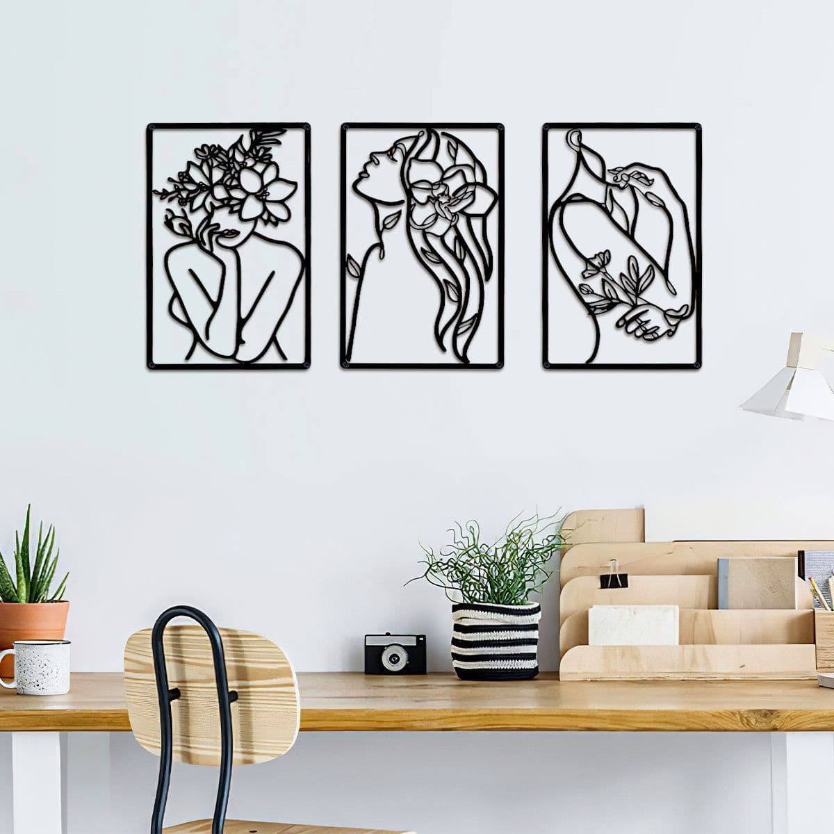 Best-selling Metal Single Line Woman Wall Decoration Abstract Floral Human Figure Iron Art Wall Decor