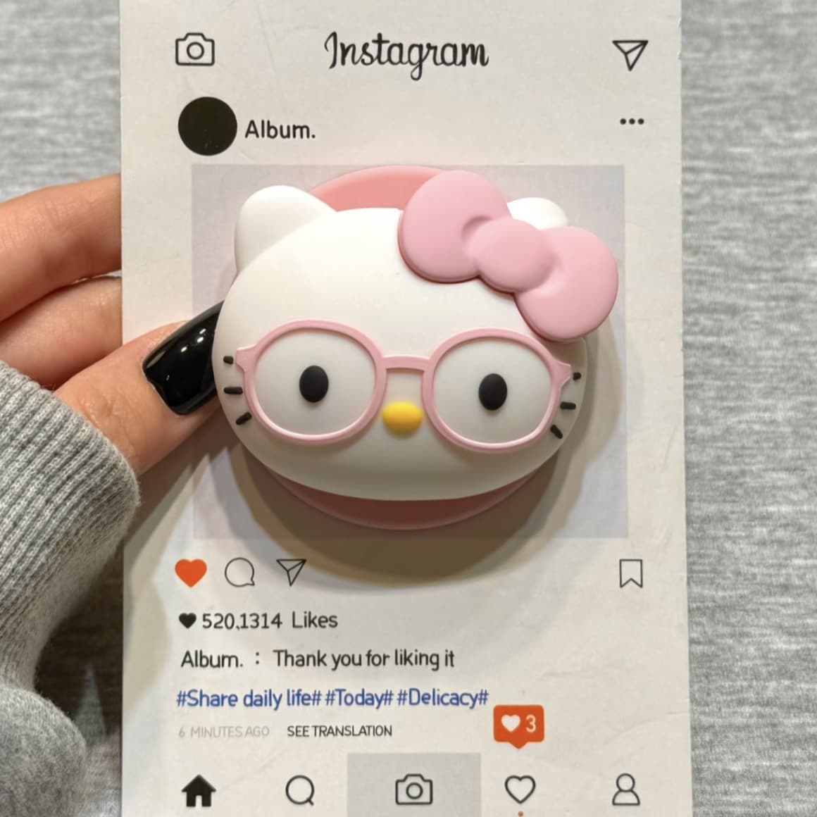 3D Pink Glasses Kitty Avatar Magnetic Holder Compatible with MagSafe Phones, Strong Magnetic Attachment, Desktop Stand for Lazy Users