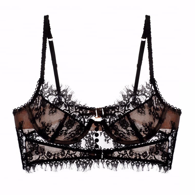 European and French Lace Eyelash Bra Sexy Ultra-Thin Backless Bra Large Bust Minimizer Anti-Sagging Bra
