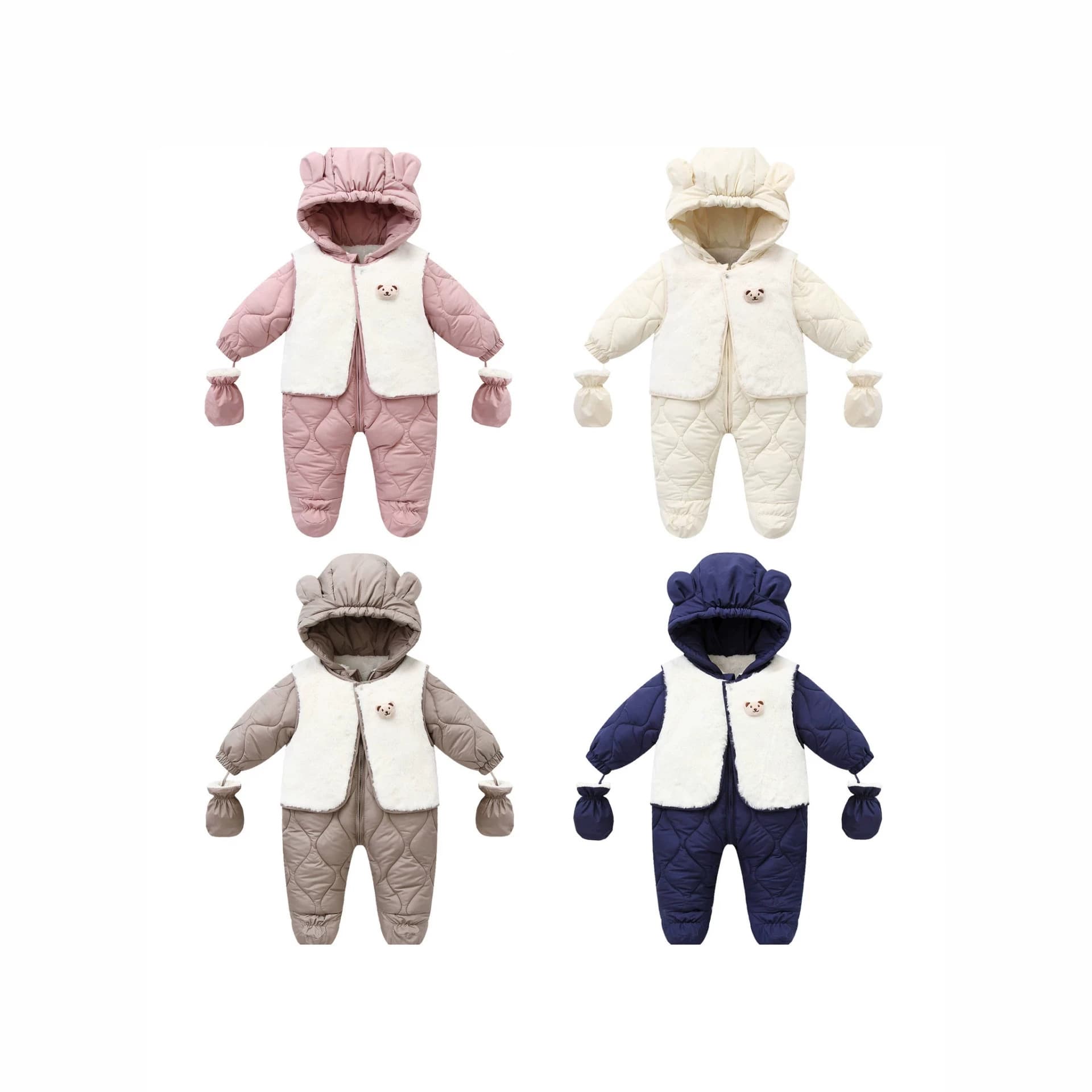 Cross-Border Original Bestseller Infant Cotton Padded Romper Baby Fleece Jumpsuit Baby Crawling Suit In Stock Factory Direct