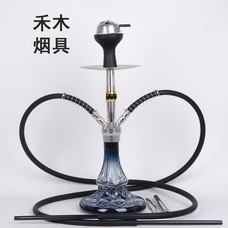 Arab hookah factory small colored glass bottle double tube hookah exported to Iran 1036