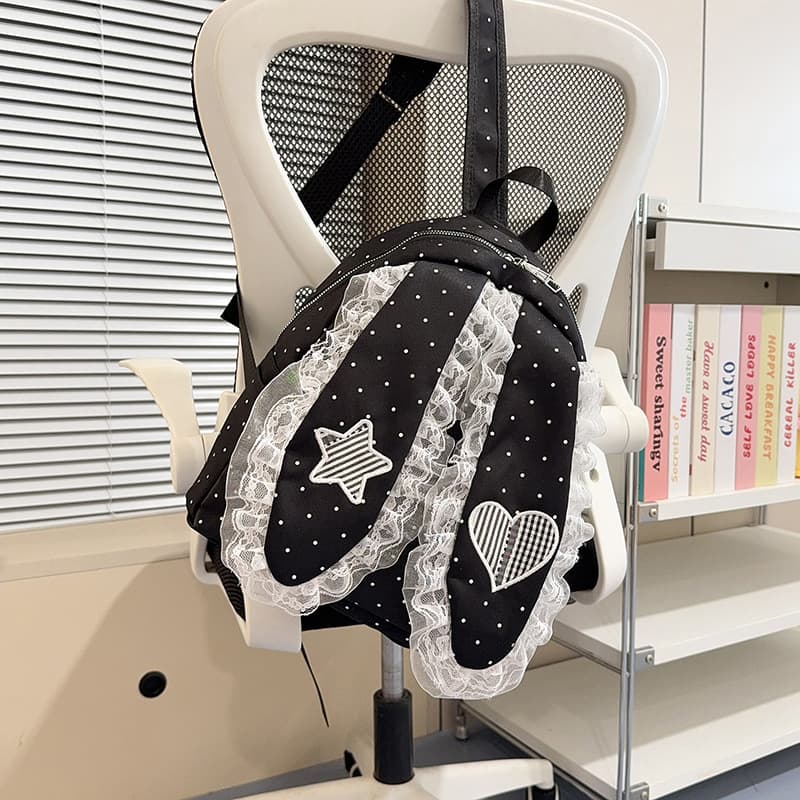 Cute Big-Eared Bunny Fashion Casual Backpack for Women, Niche Design, Personalized Trendy Commuter Student School Bag