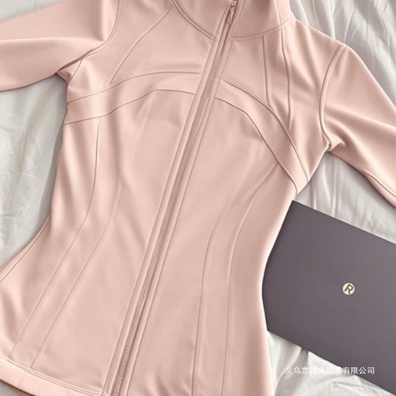 Pink Cycling Wear Tight Yoga Top 2025 New Women's Sun Protection Jacket Anti-UV Slim Fit Stand Collar