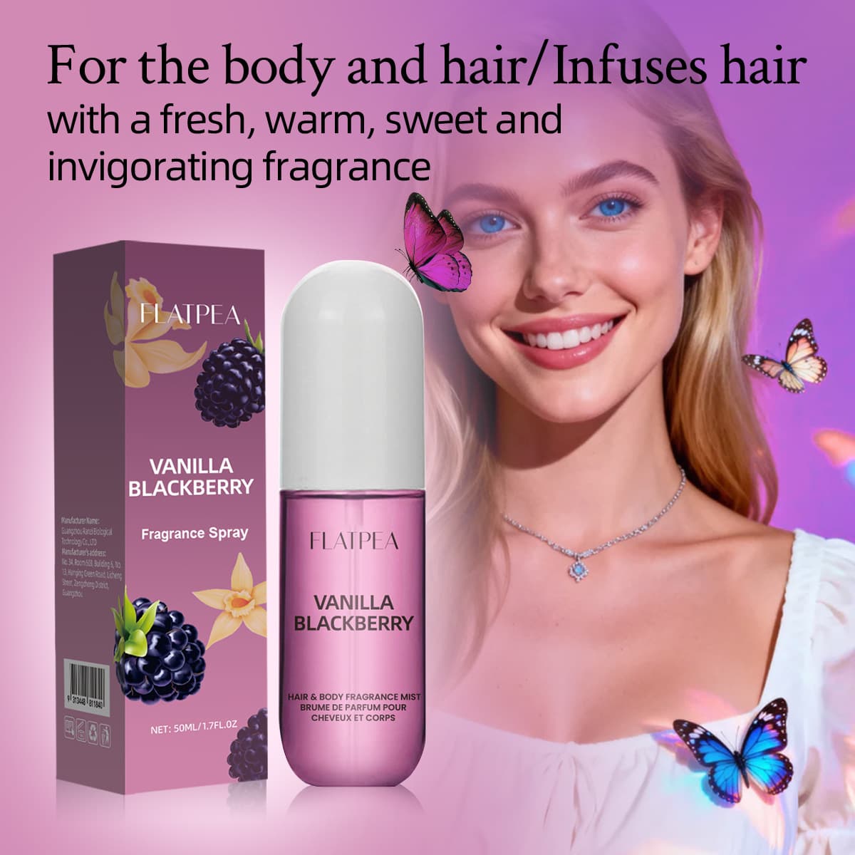 Cross-border TK hot new product Vanilla Blackberry Hair Spray Fragrance Perfume Floral and Fruity Perfume