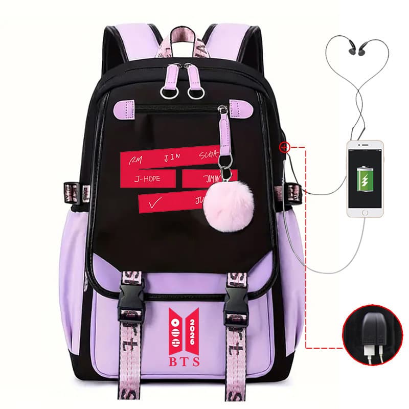 Cross-border BS BTS pattern printed school bag student trendy college style backpack versatile backpack