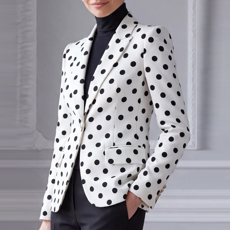 Cross-border Amazon new foreign trade printed casual suit jacket British fashion elegant slim polka dot suit for women