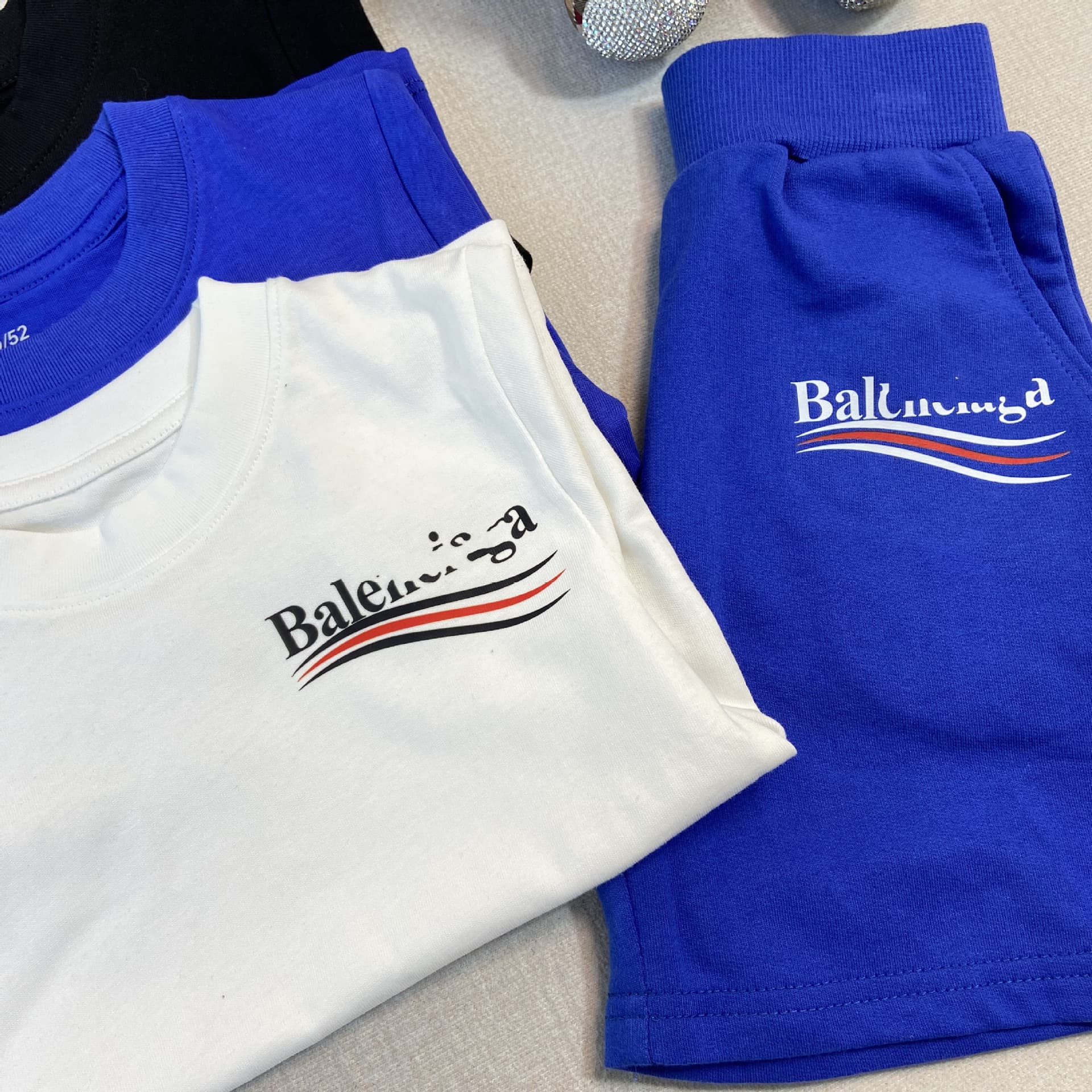2024 Summer New Boys Printed Short Sleeve Set 230g Pure Cotton Crew Neck T-Shirt + Shorts 2-Piece Set