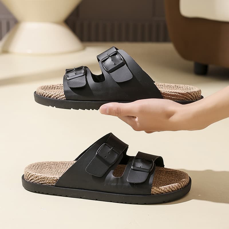 Cork Sole Oak Wood Surface Versatile Casual Comfortable Couple Men's Slippers Outdoor Sandals Trendy Cross-Border Slippers