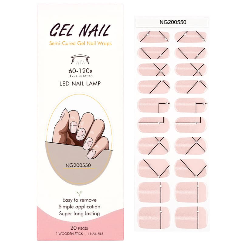 Gel Nail Stickers 3D Embossed Gold Line Effect Nail Tips Semi-Cured Wholesale Cat Eye UV Nail Stickers