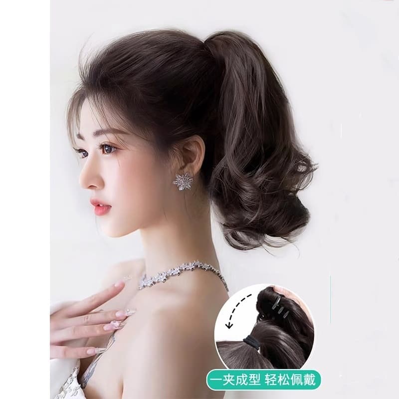 High Ponytail Wig for Women, High Ponytail Clip, Curly Hair, Short Ponytail, Natural Artificial Hair, Pear Curls, Low Wig Braids