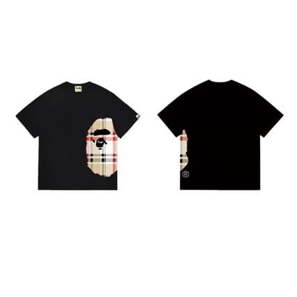 2025 Cross-border Foreign Trade Wholesale High Version Bape Short Sleeve Monkey Print Casual Streetwear Loose Plus Size T-shirt for Men and Women