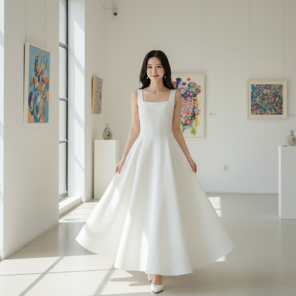 French square collar white suspender dress for women 2026 summer new slim long skirt designer niche women's clothing