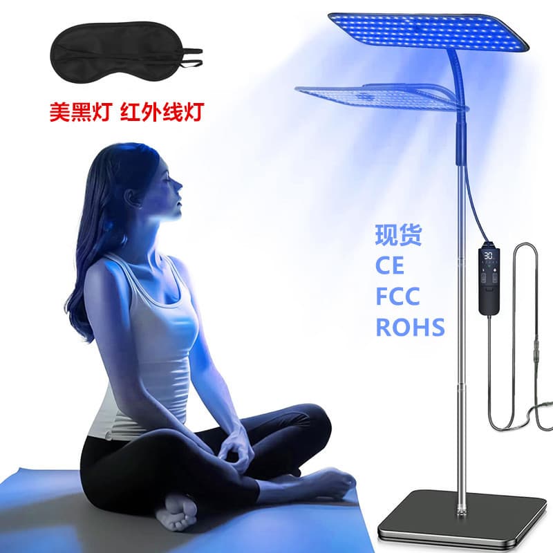 Large-capacity red light therapy lamp, tanning lamp, infrared lamp, telescopic timer beauty and skin care floor lamp, home use, 850nm