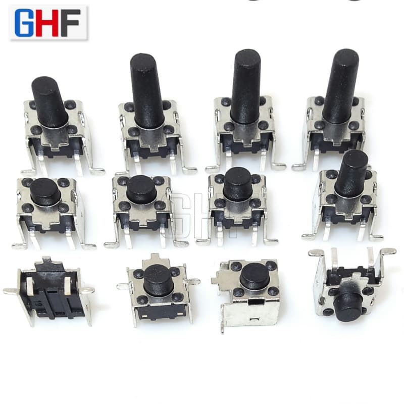 6x6 SMT bracket tactile switch, horizontal eco-friendly, stainless steel spring, 6x6x4.3/5 key switch