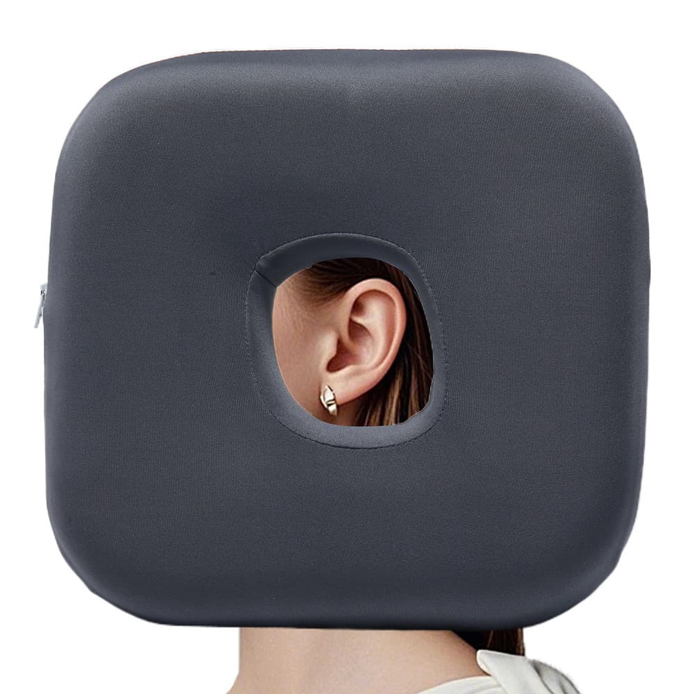 Cross-border Ear Hole Pillow Memory Foam Slow Rebound Pillow Core Round Ear Pillow Side Sleeping Ear Hole Support Square Pillow