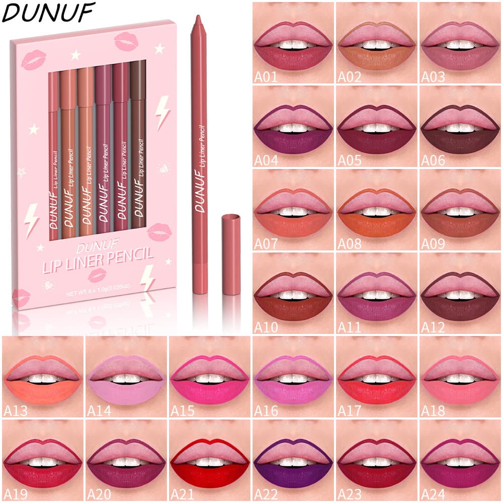 Please Note! Link Disclaimer - For Export Only: DUNUF 6-Piece Long-Lasting Lip Liner and Lipstick Set