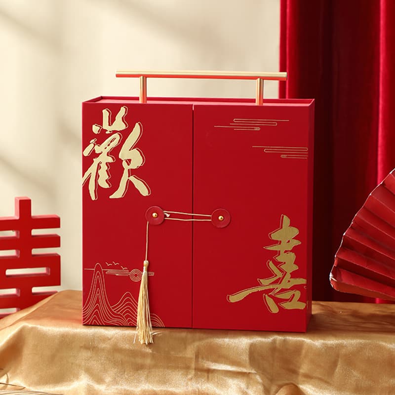Portable gift box, Chinese style, high-end Chinese style tassel wedding gift gift box, souvenir gift box, return gift, wedding gift box