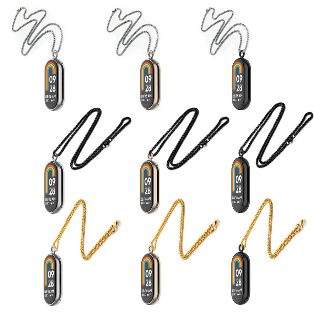 Compatible with Xiaomi Band 9/10 Metal End Pieces, Band 8 NFC Pendant Necklace Chain Strap Leather Cord Accessories Connector